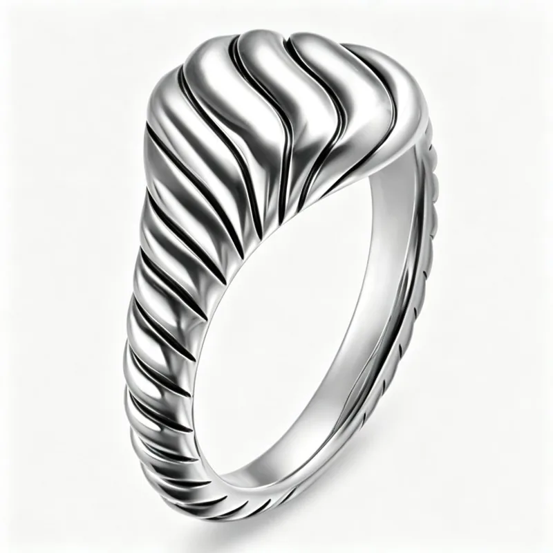 Rope Twist Ring for Women Alloy Silver Tone Spiral Texture Band Openwork Design Elegant Jewelry Daily Wear US Size