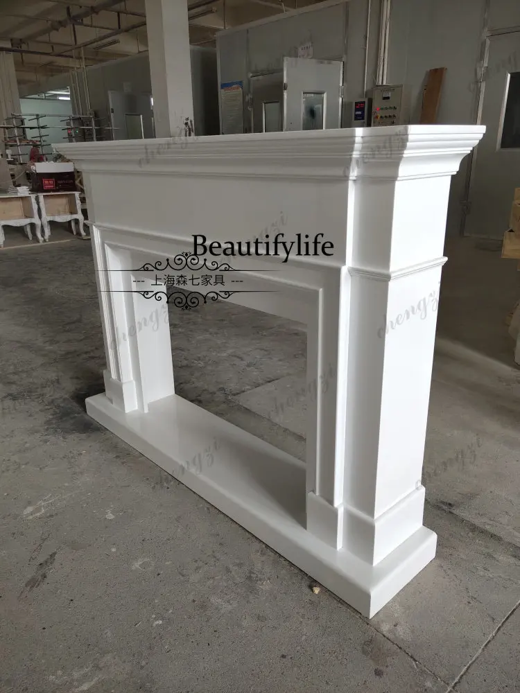European solid wood mantel French simple atmosphere household background wall TV cabinet American modern
