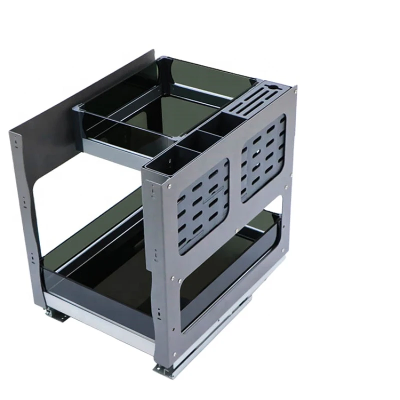 

Kitchen Cabinet Double Drawer Type Seasoning Basket Pull Basket