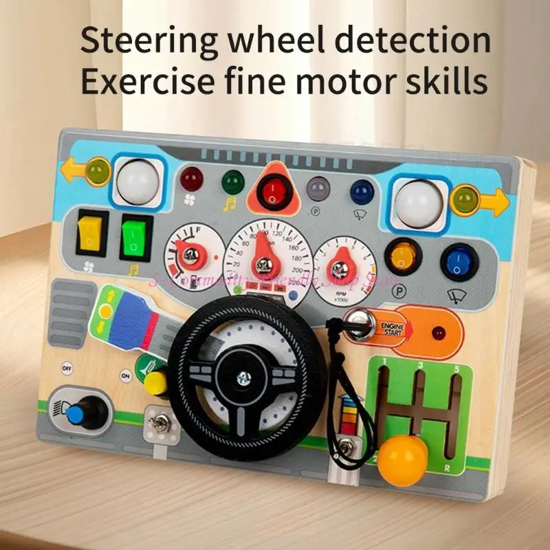 85AE Natural Steering Wheel Board for Early Fabrid Tovement Awayshelies and Motor Skill Practice #5