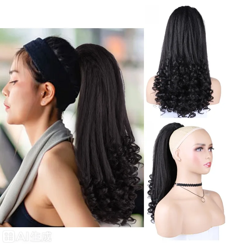 

Blice Tail Dancing Надувной вьющийся хвост на шнурке Warp Kinky Straight Синтетический шиньон Две зажимы-расческа Черные наращивание волос