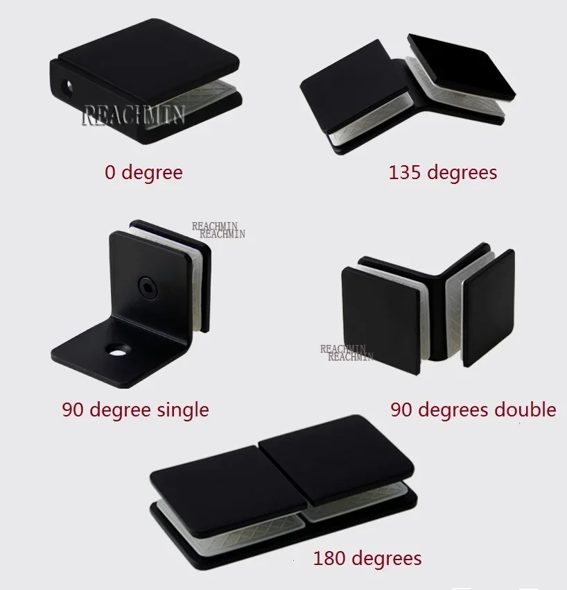 2Pcs/Lot  Black 304 Stainless Steel 8-12MM Square Glass Clip Clips Clamp Shower Box Partition