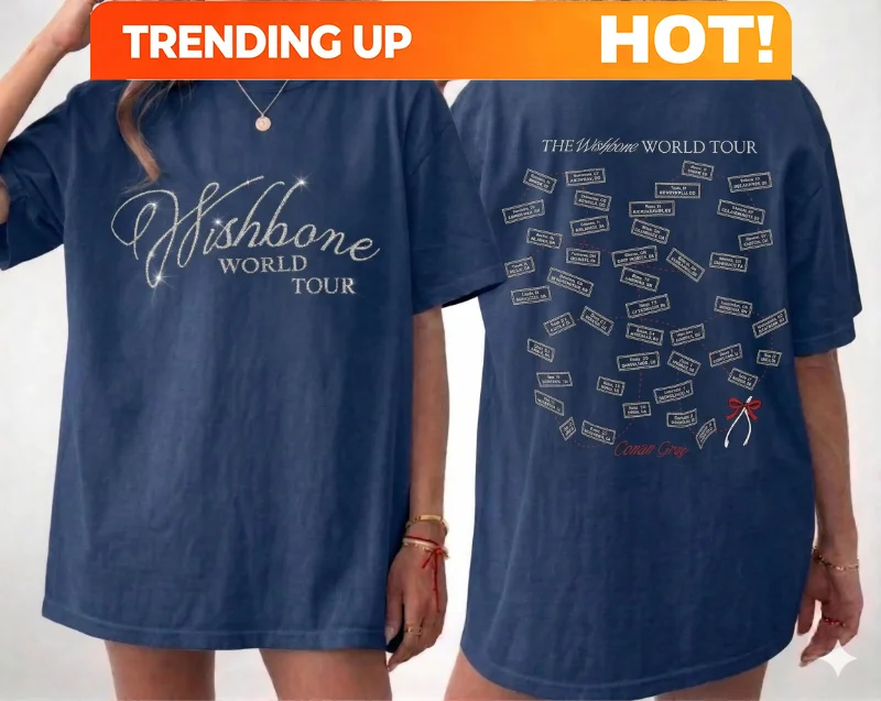 Conan Gray Wishbone 2026 World Tour T-shirt, loose and casual, pure cotton, suitable for couples, summer, loose streetwear