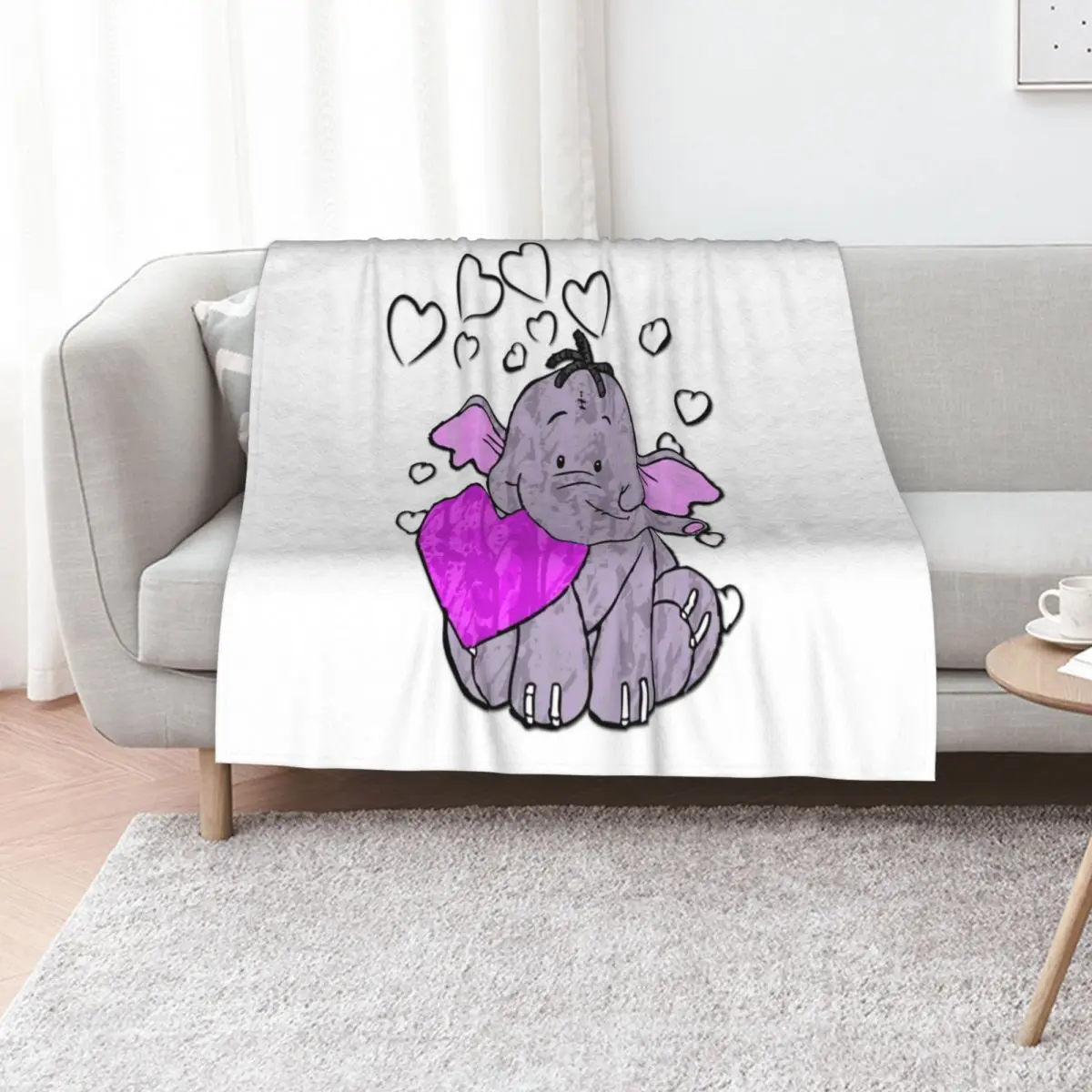 

Heffalump Valentine Throw Blanket Soft Plush Plaid Giant Sofa Polar Stuffeds Blankets