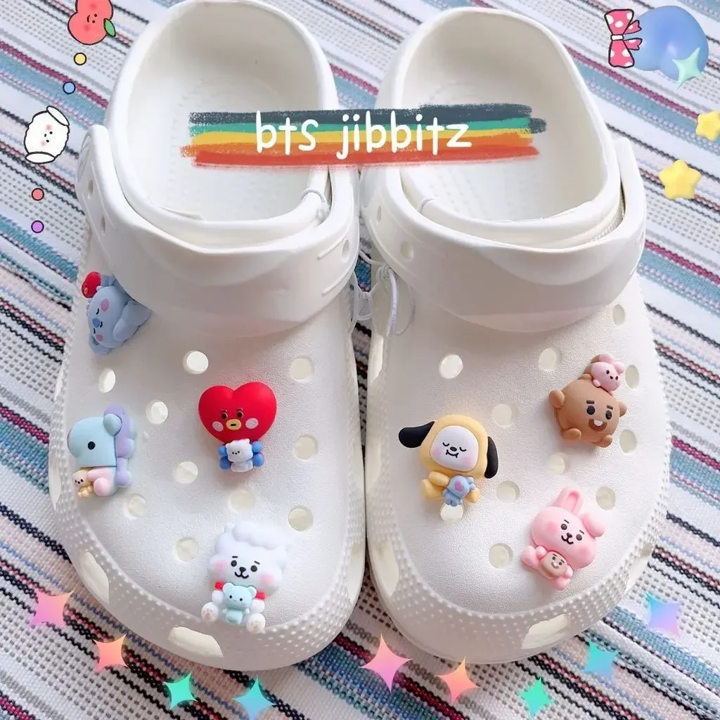 Hot BT21 cartoon cute shoe charms kawaii DIY 3D shoe decorations detachable accessories fan support anime merchandise wholesale