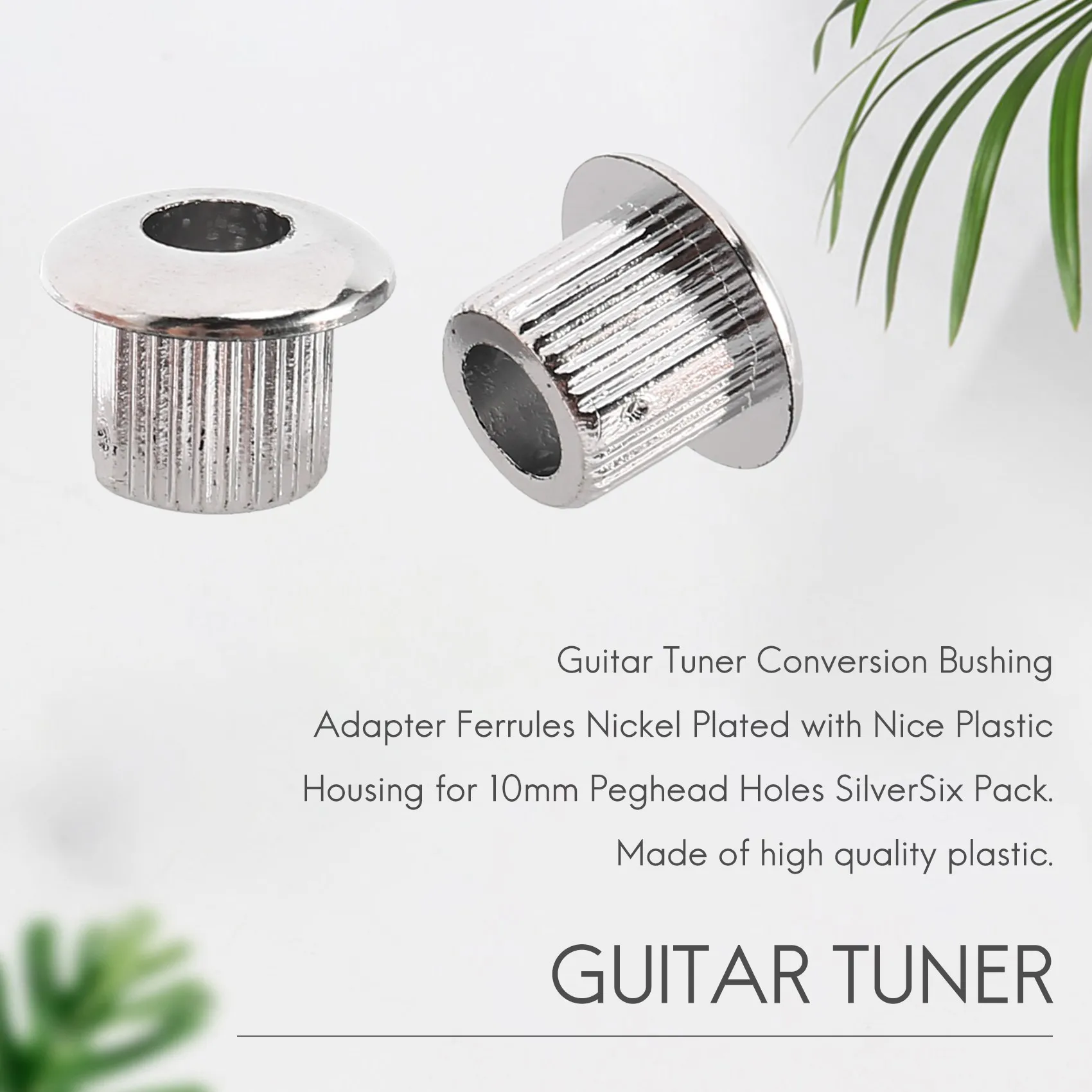 Guitar Tuner Conversion Bushings Adapter Ferrules Nickel Plating with nice plastic shell for 10mm Peghead Holes Silver Rich
