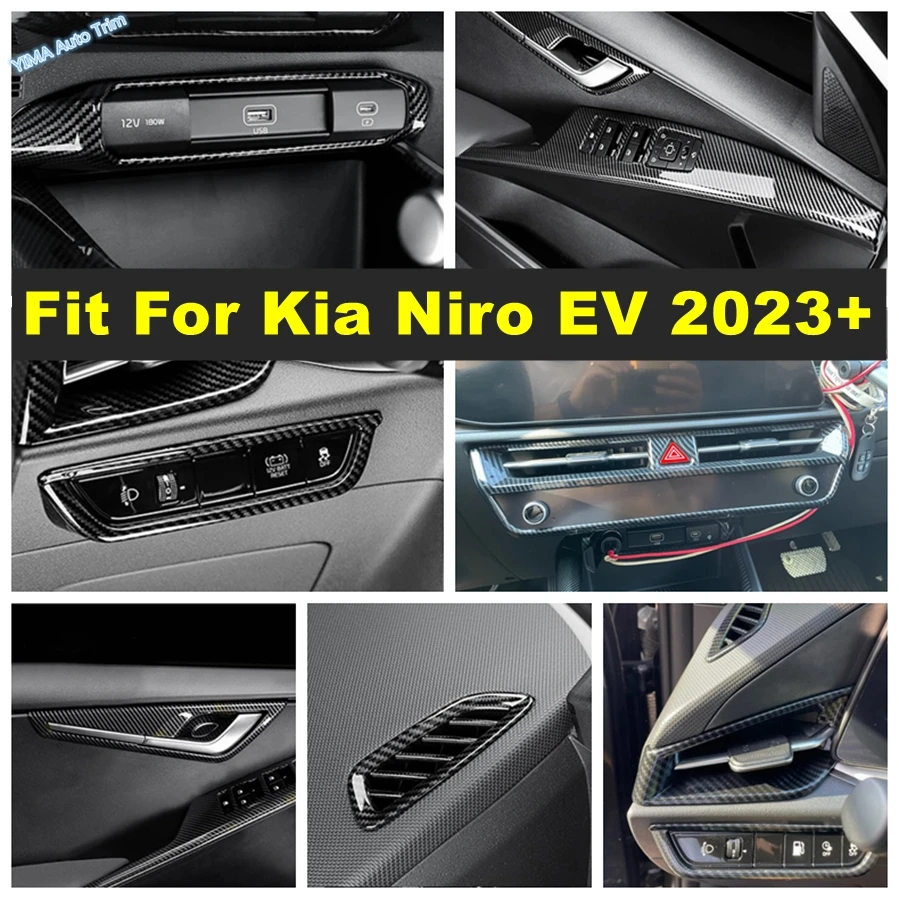 

ABS Car Head Lights Lamp / Window Lift Button / Upper Air Outlet / Inner Door Handle Accessories Cover Trim For Kia Niro EV 2023