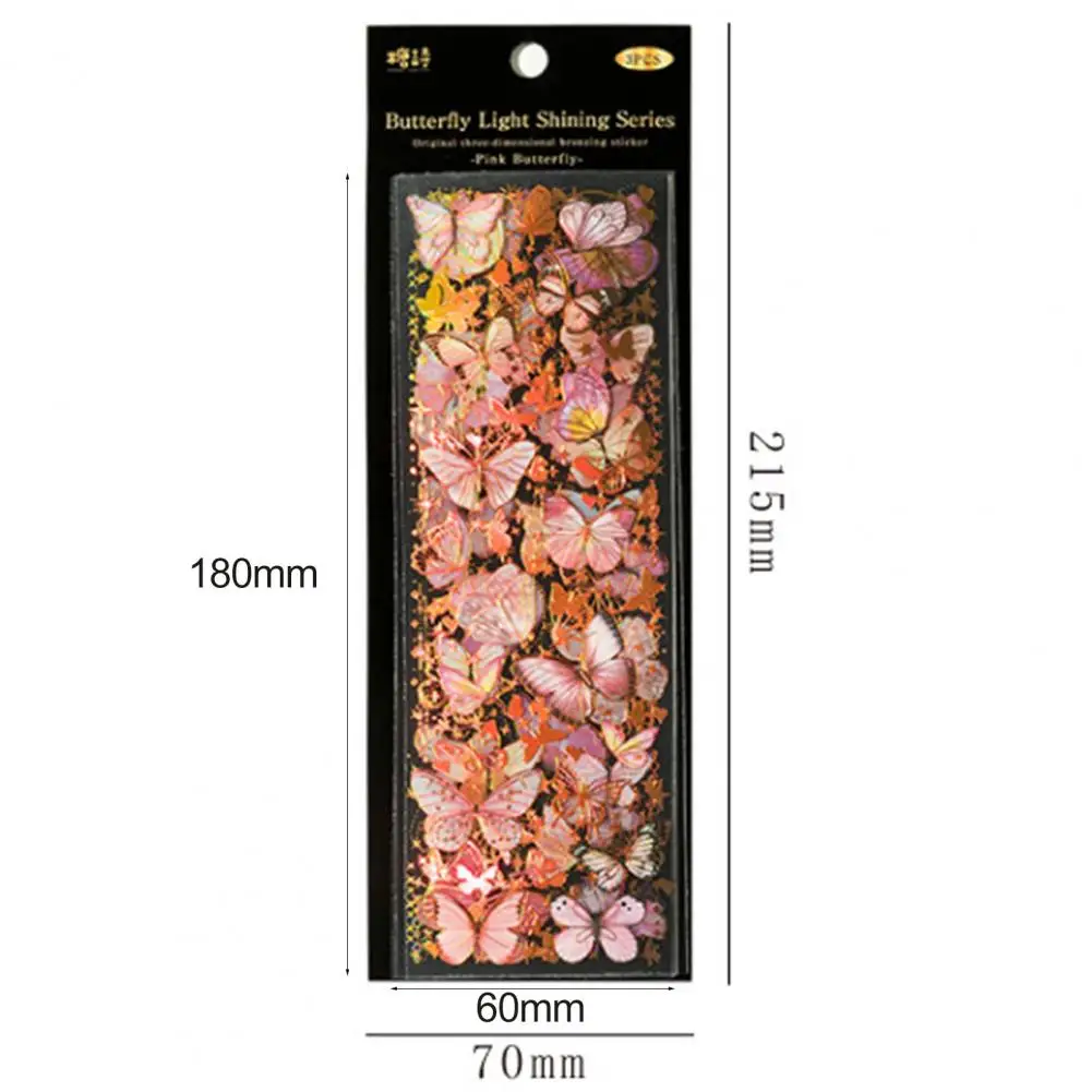 3 pezzi adesivi farfalle lucido Vintage rimovibile diario diario Scrapbook telefono frigorifero adesivi forniture per studenti