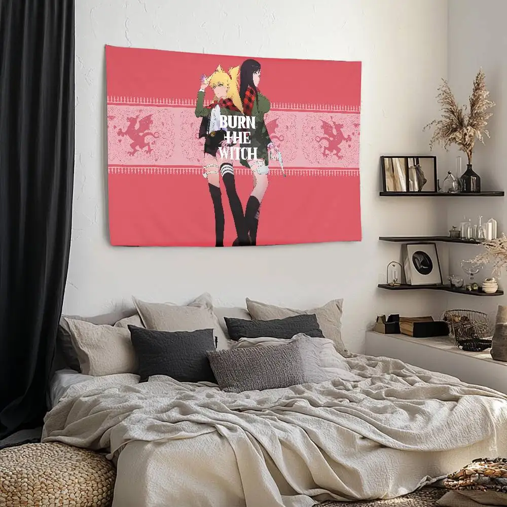 حرق الساحرة الرسوم المتحركة الرسوم المتحركة معلقة البوهيمي نسيج البوهيمي جدار المفروشات ماندالا Kawaii غرفة ديكور