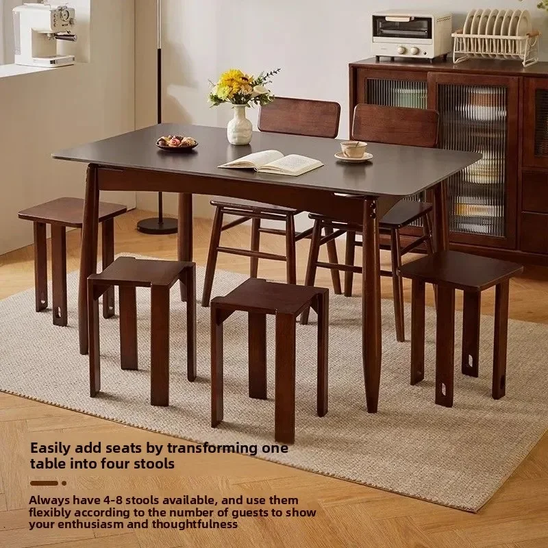 Solid Wood Stool Household Movable Round Stool Creative Stacking Stool Light Luxury Living Room Leisure Stools Home Coffee Table