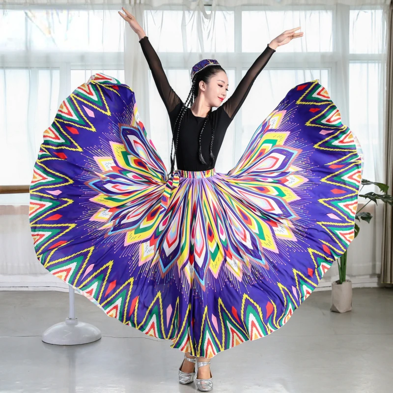 Vestido de rendimiento de baile folclórico de Xinjiang Uygur, falda grande, trajes étnicos de baile de Festival Hmong de minorrilla de países tradicionales