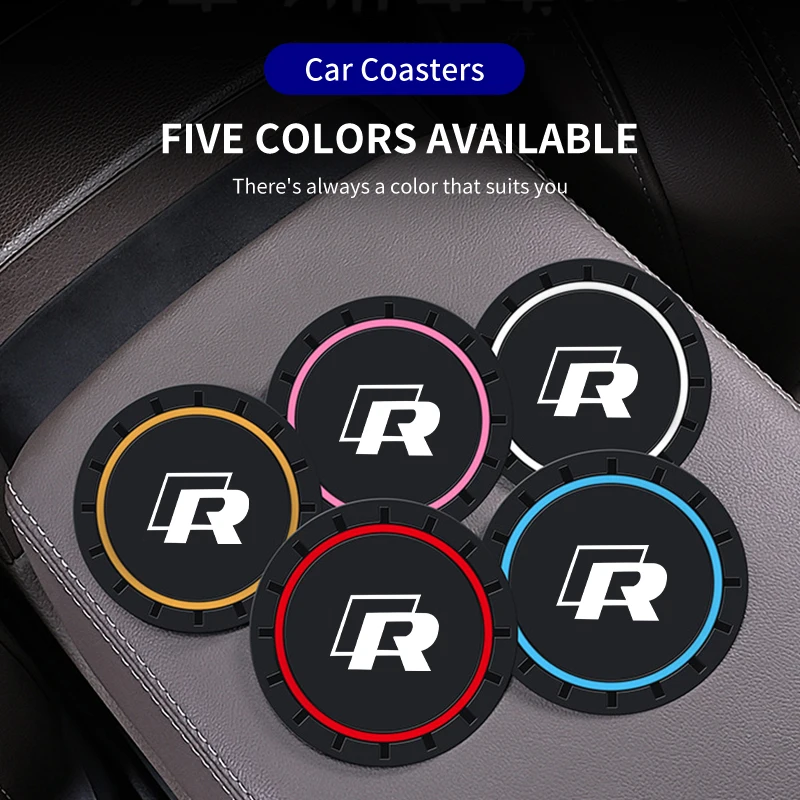 2Pcs Car Silicone Coaster Anti-Slip Water Cup Drink Mat For VW Scirocco Polo T5 Passat b6 Golf Tiguan Jetta T-ROC CC Beetle GTI