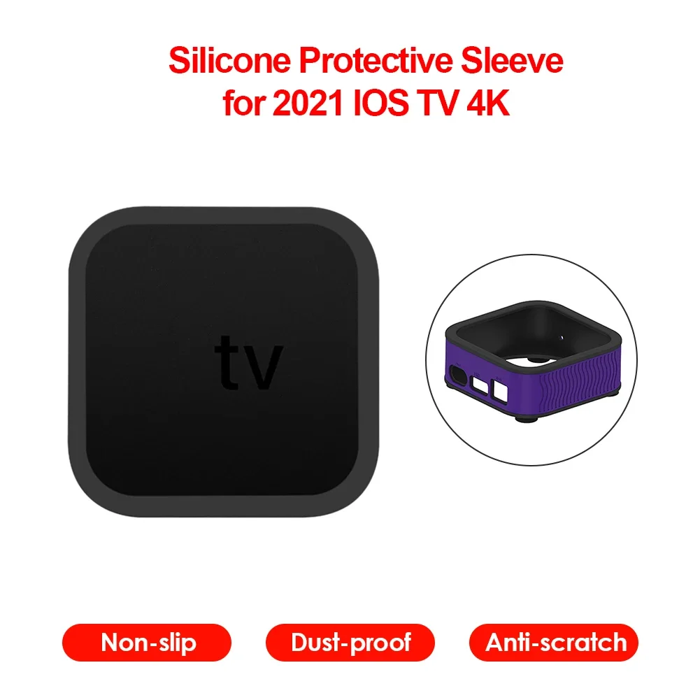 Protective Case For Apple TV 4K 2021 Anti-Slip Shock Proof Silicone Protective Shell TV Box Dustproof Case Cover Protctor