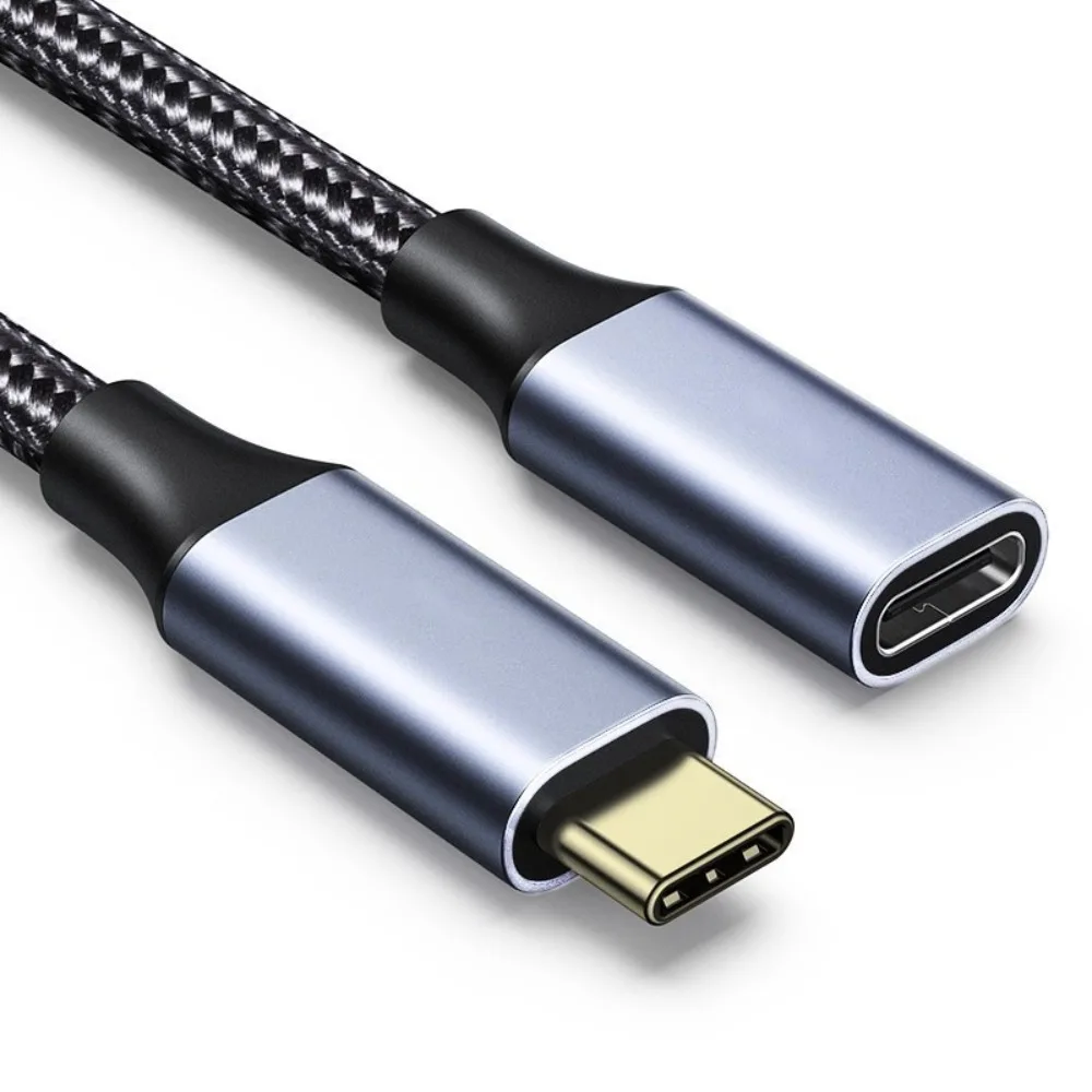 Male To Female Type-C Extension Cable USB C 3.1 PD 100W Type-C Extension Date Line Braided Shell 4K 60Hz Video Extension Cable