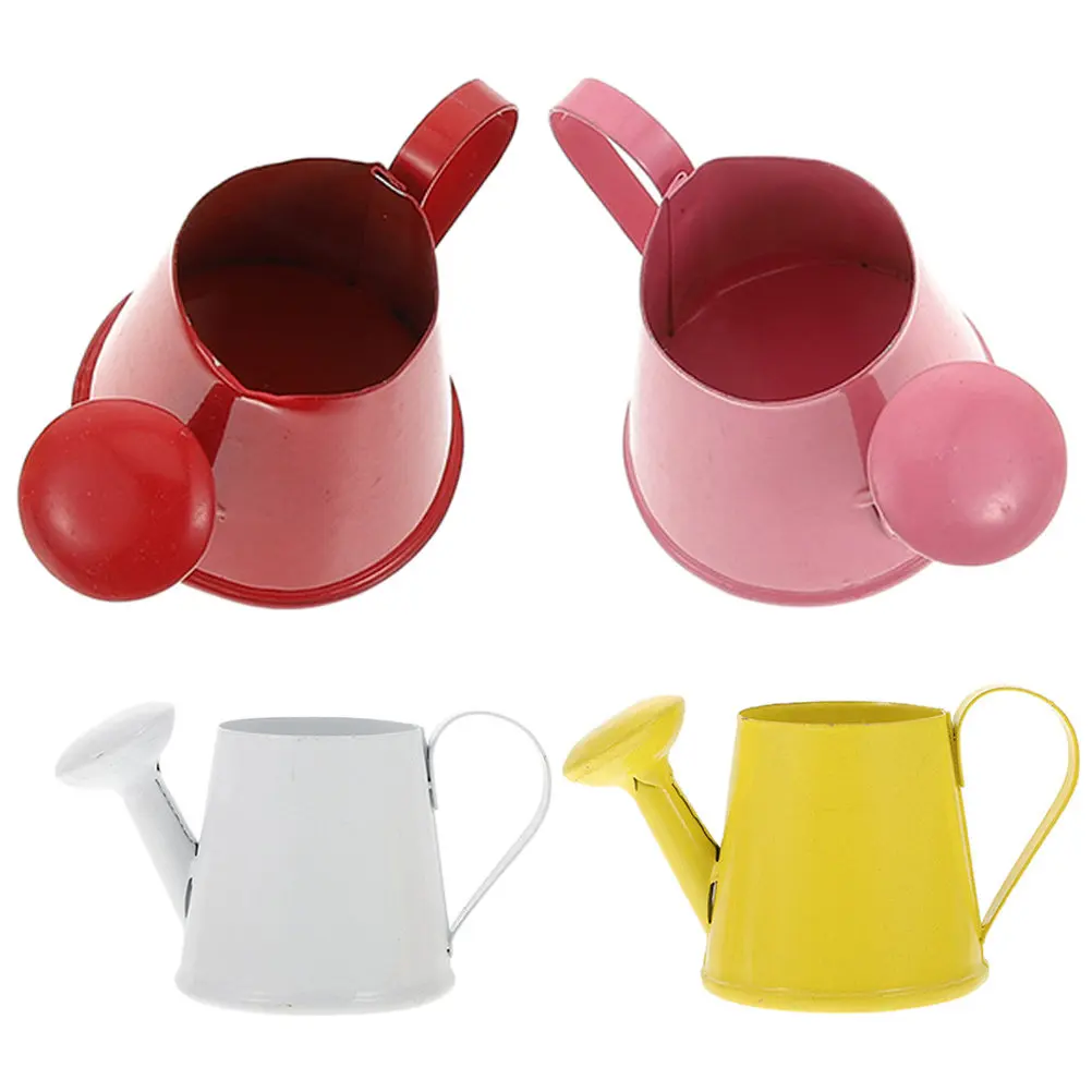 

4Pcs Lightweight Iron Watering Cans Mini Size for Kids Plant Care Bath Time Garden Play Teaching Props Realistic Design Water