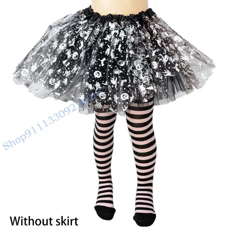 H9ed Kids Girls Halloween full full calze calze cartone animato Spiderweb Skeleton Striped collant costume da festa