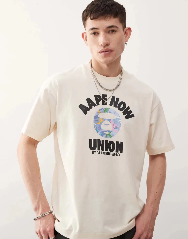 

Лето 2025 г., футболка с принтом Aape By A Bathing Ape из чистого хлопка, высококачественный летний новый свободный и универсальный топ с короткими рукавами и принтом «сделай сам»