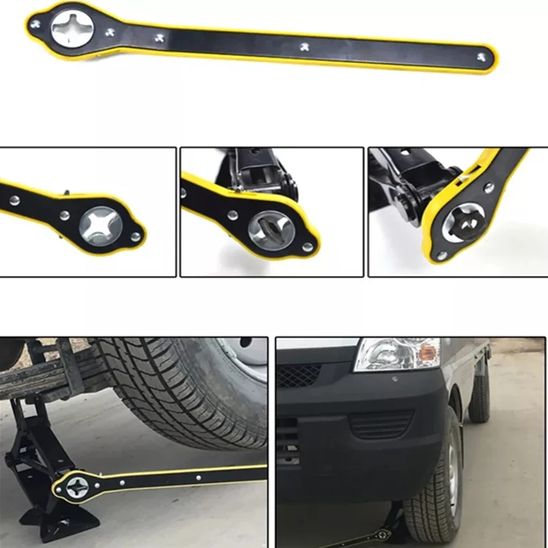 Car Labor-saving Wrench Tire Wrench Cross Hexagon Scissor Jack Lifting Effortless  360° rotating tire Rotation Handle Tool