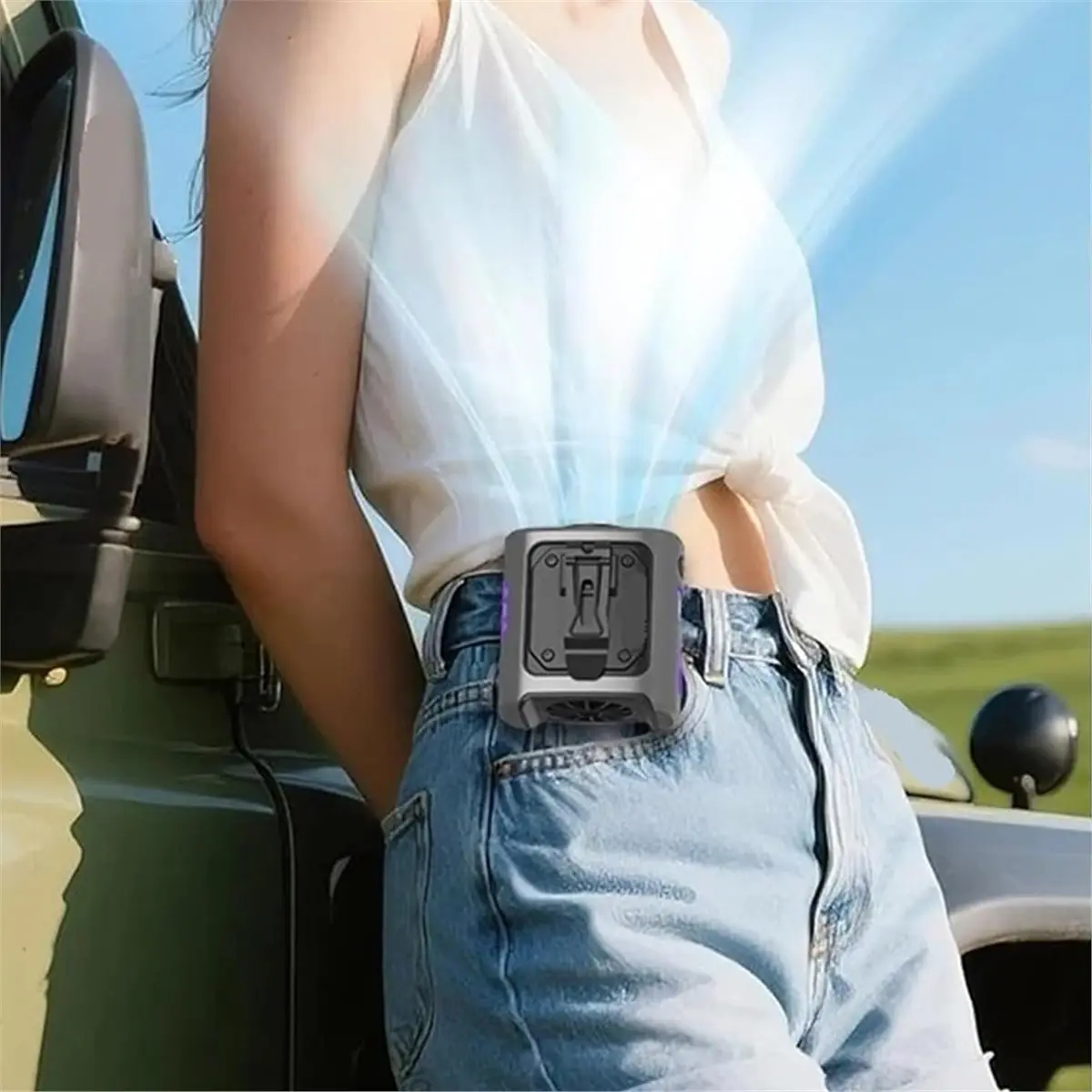 update. Portable Waist Fan Mini Ice Cooling Neck Fan USB Hanging Neck Fan with 100 Gear LED Light Outdoor Cold Air Ice Fan A