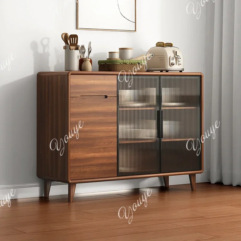 B XS Side Cabinet Modern Simple Household Solid Wood Frame Living Room Integrated Against The Wall Tea And Wine Cabinet Kitchen