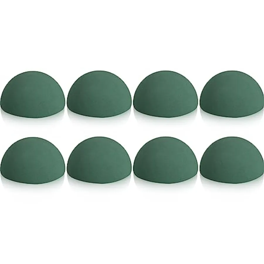 

Shihanee 8 Pcs Half Ball Floral Dry Foam Green Round Foam Block Dry Balls Large Flower Craft for Artificial Plant Bouquet Arran