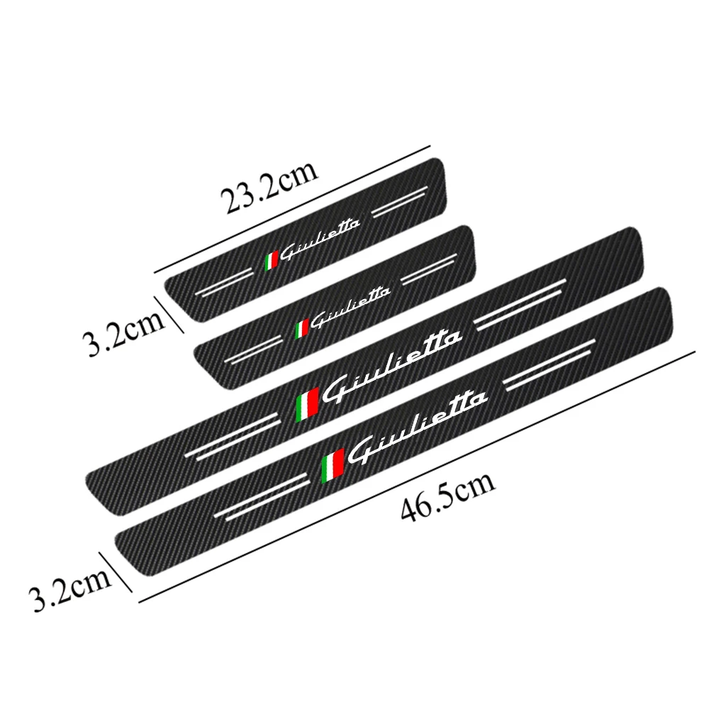 4pcs Carbon Fiber Car Threshold sticker For Alfa Romeo Giulietta Mito Giulia Stelvio Brera 147 156 159