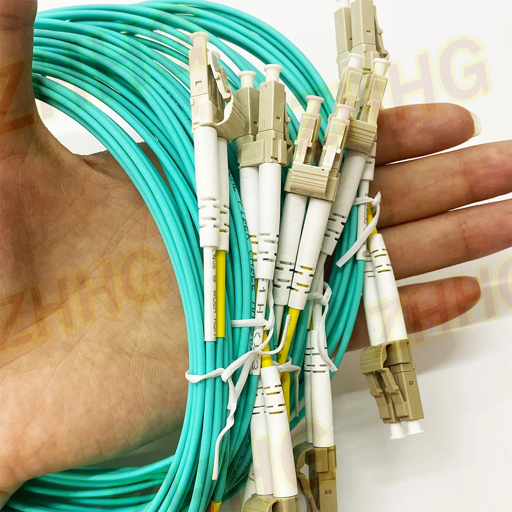 Wholesale 10PCS/lot OM3 LC UPC-LC UPC Multimode Duplex 3.0mm Fiber Optic Cord Optical Patch Cable 3m