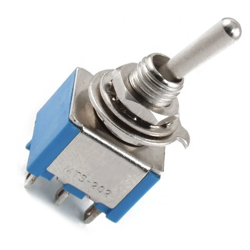 A32T-10X AC 3A/250V 6A/125V 6 Pin DPDT On/On 2 Position Mini Toggle Switch Blue