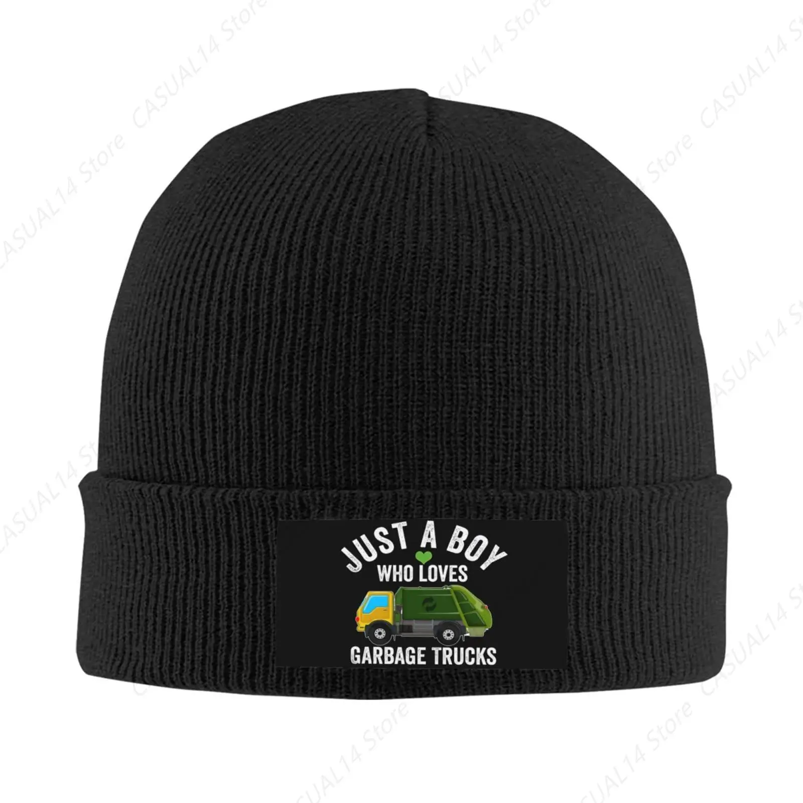 Just A Boy Who Loves Garbage Trucks Knit Hats Beanie Hat Soft Skull Cap Winter Hat for Men Women