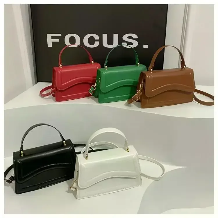 Hochwertige PU-Leder-Handtasche, Damen-Umhängetasche, einfarbig, Schultertasche, Crossbody-Tasche, kleine Tragetasche für Damen und Mädchen – Detail 23