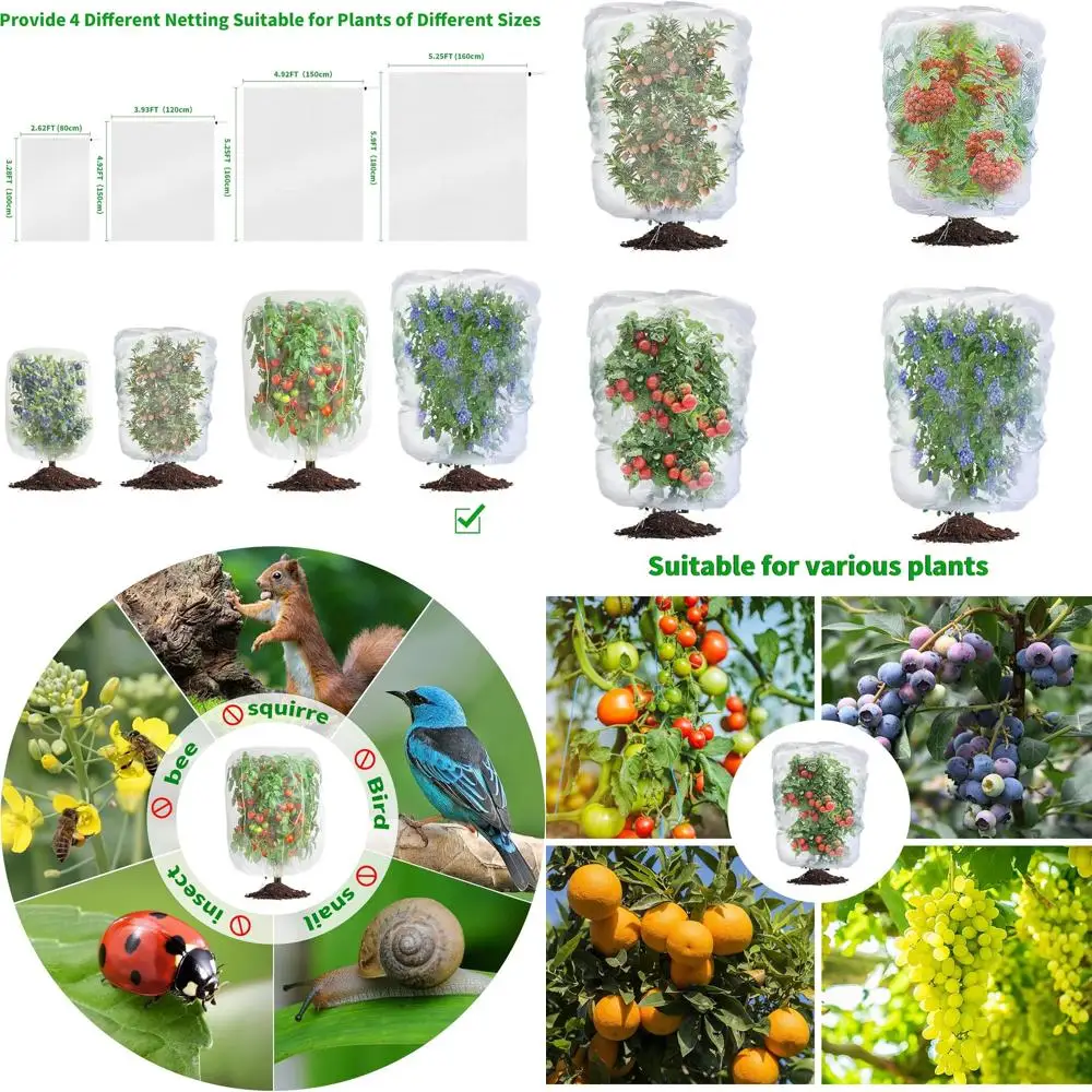 

Protective Mesh Netting for Garden Plants - Deters Birds, Bugs, Cicadas, Insects - Ideal for Blueberries, Citrus, Tomatoes, Vege