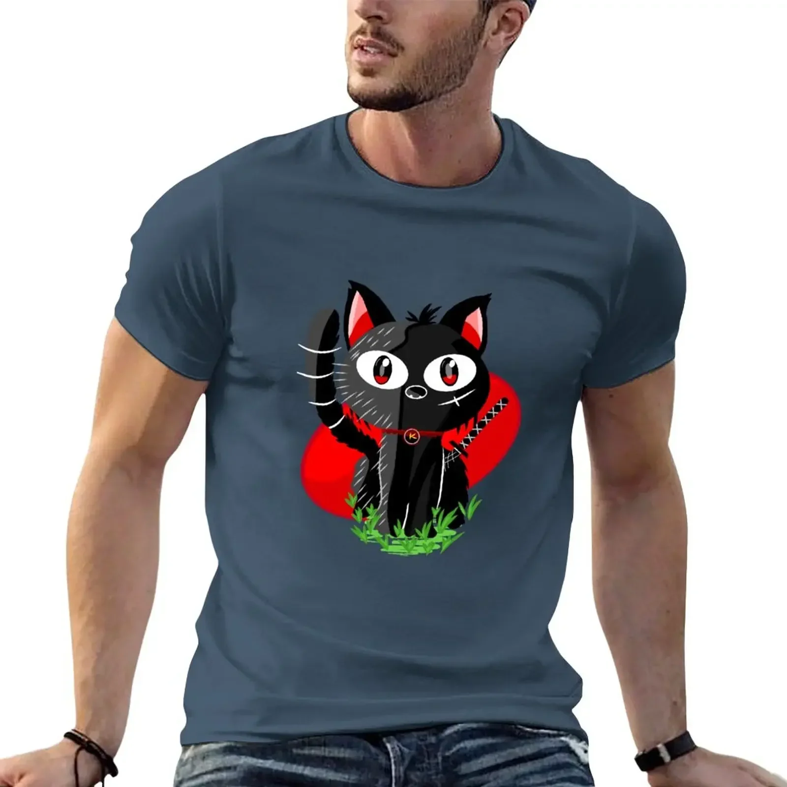 

Black Cat Samurai T-Shirt hippie clothes vintage clothes anime shirts men