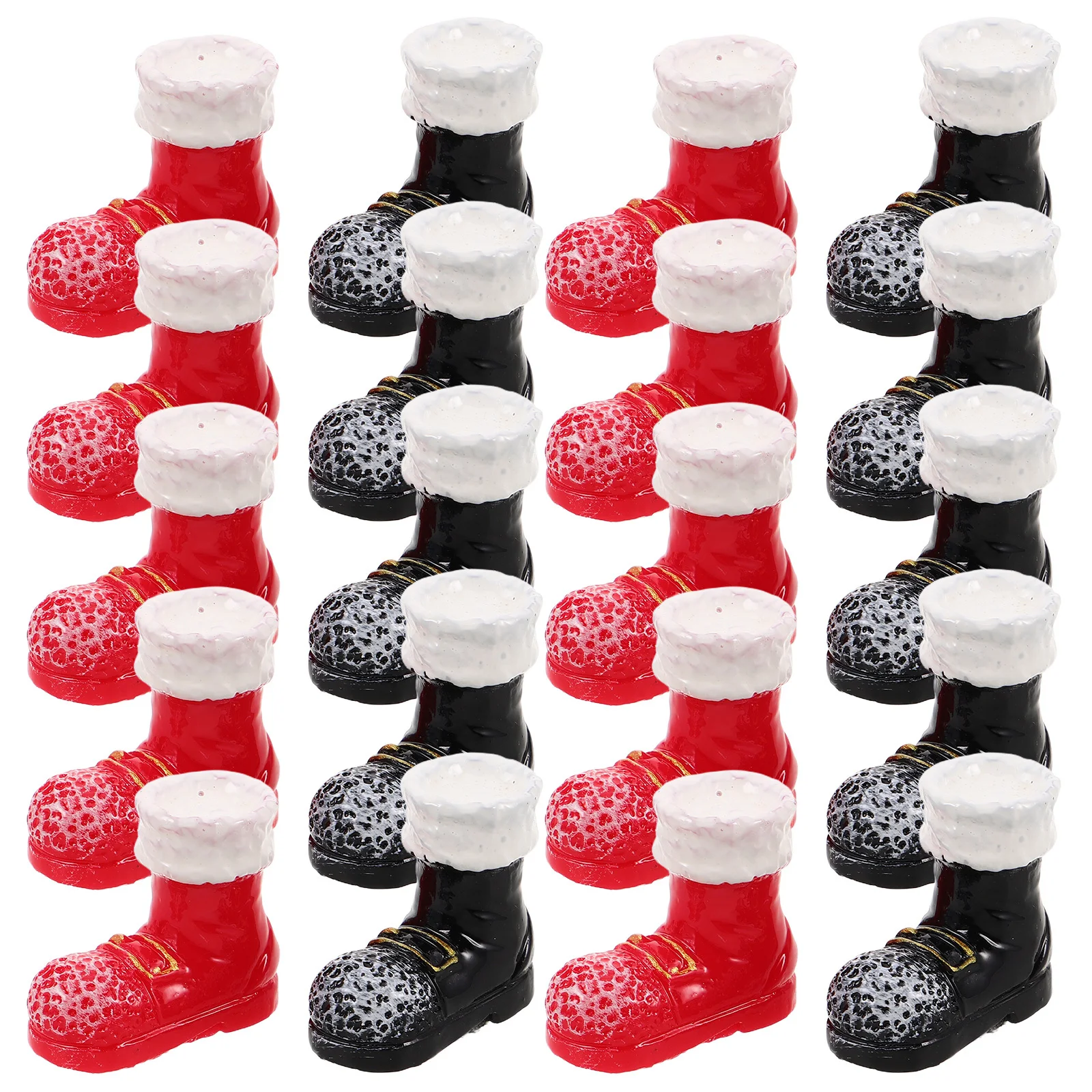 

20pcs Miniature Santa Boots Christmas Decoration For Dollhouse Holiday Crafting Tabletop Display Resin Boot Ornaments Tiny Shoe