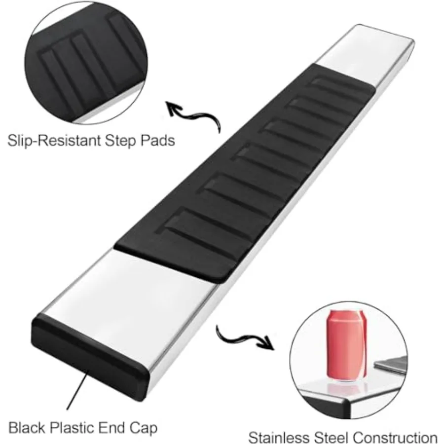 Running Boards Steps Bar for 1999-2016 Ford F250 F350 F450 F550 Super Duty Regular Cab, Aluminum, Black, Heavy-Duty Non-Slip Su view 6