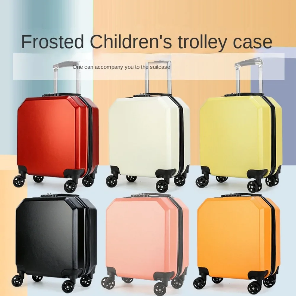 Multi Function With Password Lock Kids Luggage ABS Wheel 18 Inch Suitcase Square Solid Children's Trolley Case Travel