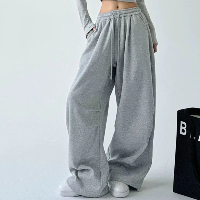 Women's Harajuku Wide Leg Sweatpants 2025 Autumn Winter Wild Baggy Gray Jogger Trousers Female Y2K Casual Oversize Sports Pants