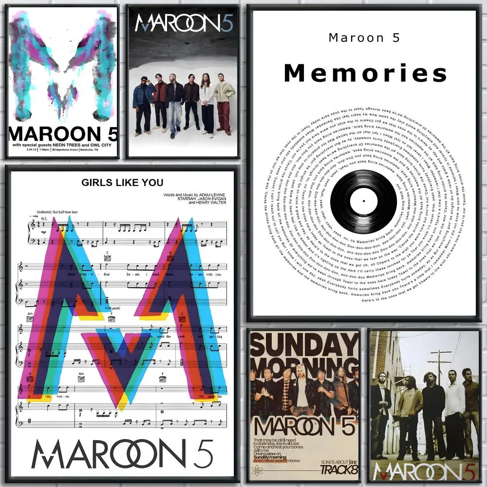 

Rock Band M-Maroon 5 Poster Trendy And Easy-to-Apply Wall Art Stickers For Home Decor And Dorm Room Walls
