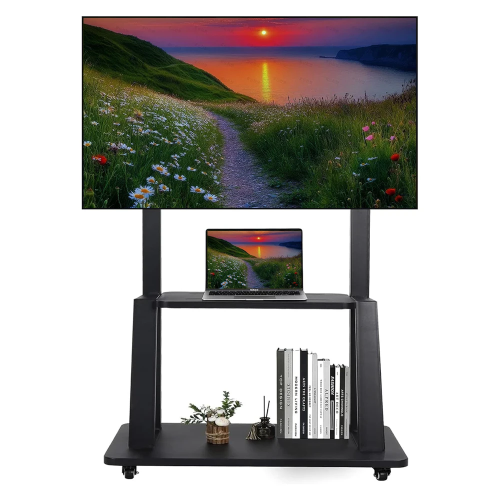 

Mobile TV Stand Universal Rolling TV Cart Fits for 32-70" Displays up To 176 Lbs for Living Room And Office