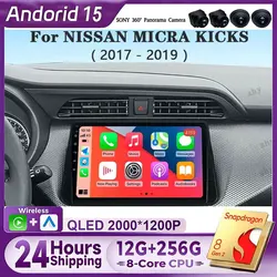 Android 15 Carplay Auto For NISSAN MICRA KICKS 2017 2018 2019 Car Radio Multimedia Video Player Navigation GPS No 2Din 2 Din 4G