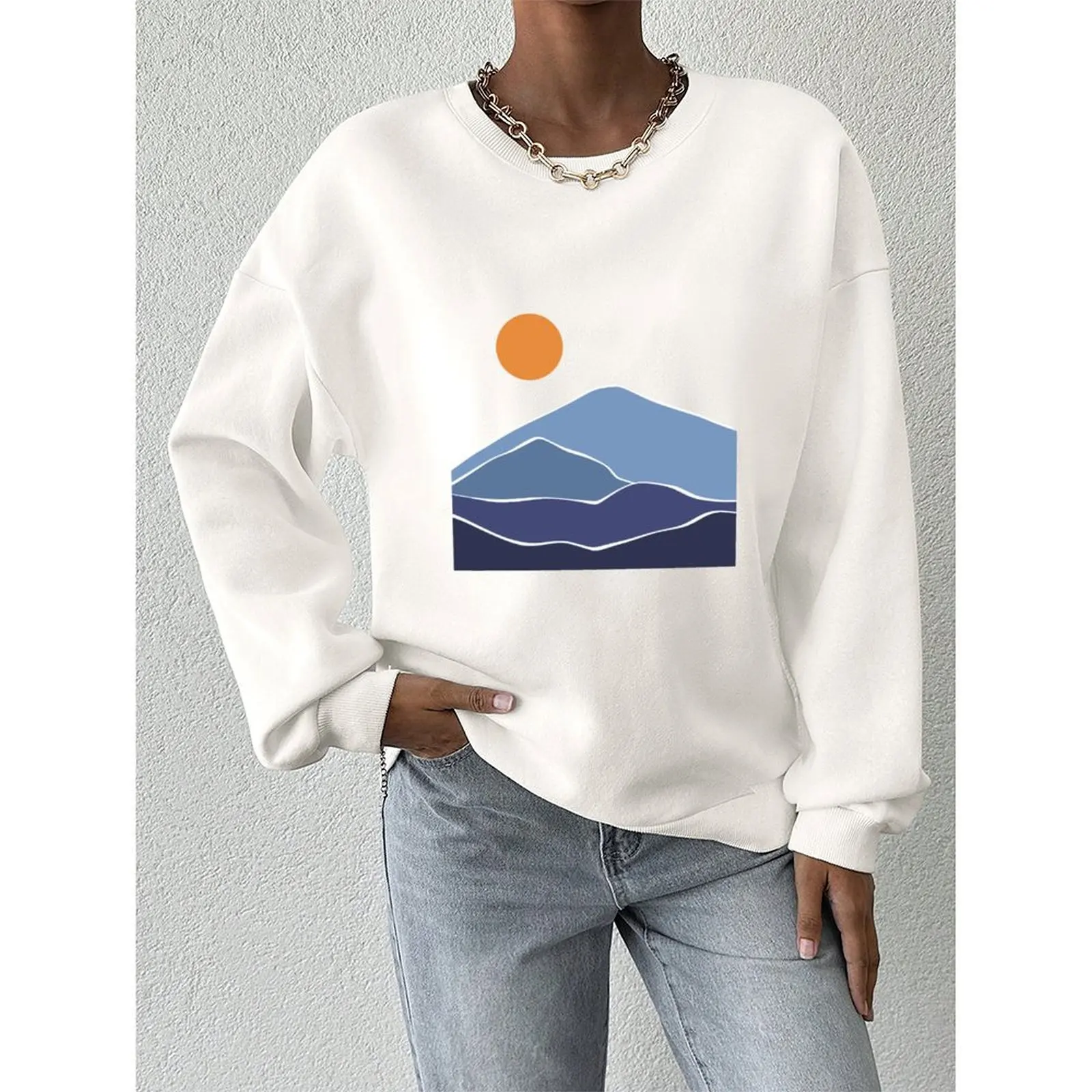 بلوزات نسائية برقبة دائرية بلوفرات رياضية غير رسمية فضفاضة مريحة مخملية بأكمام طويلة سترة شتوية ملابس نسائية 2025 #3