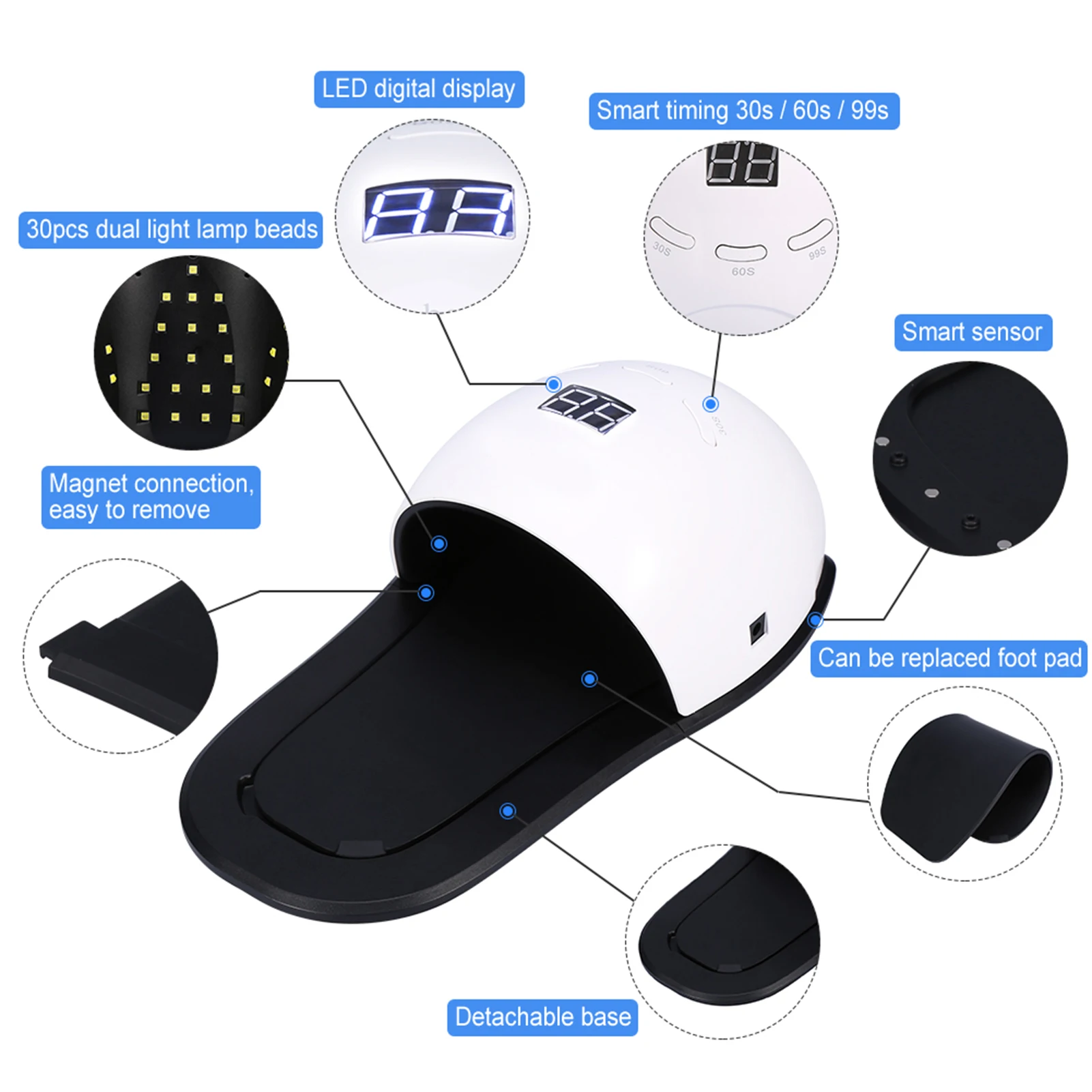 Smart Sensor LED Digital Display UVLED Nail Lamp Nail Dryer for Nail Gel Polish Curing with Smart Sensor Manicure Pedicure Tool