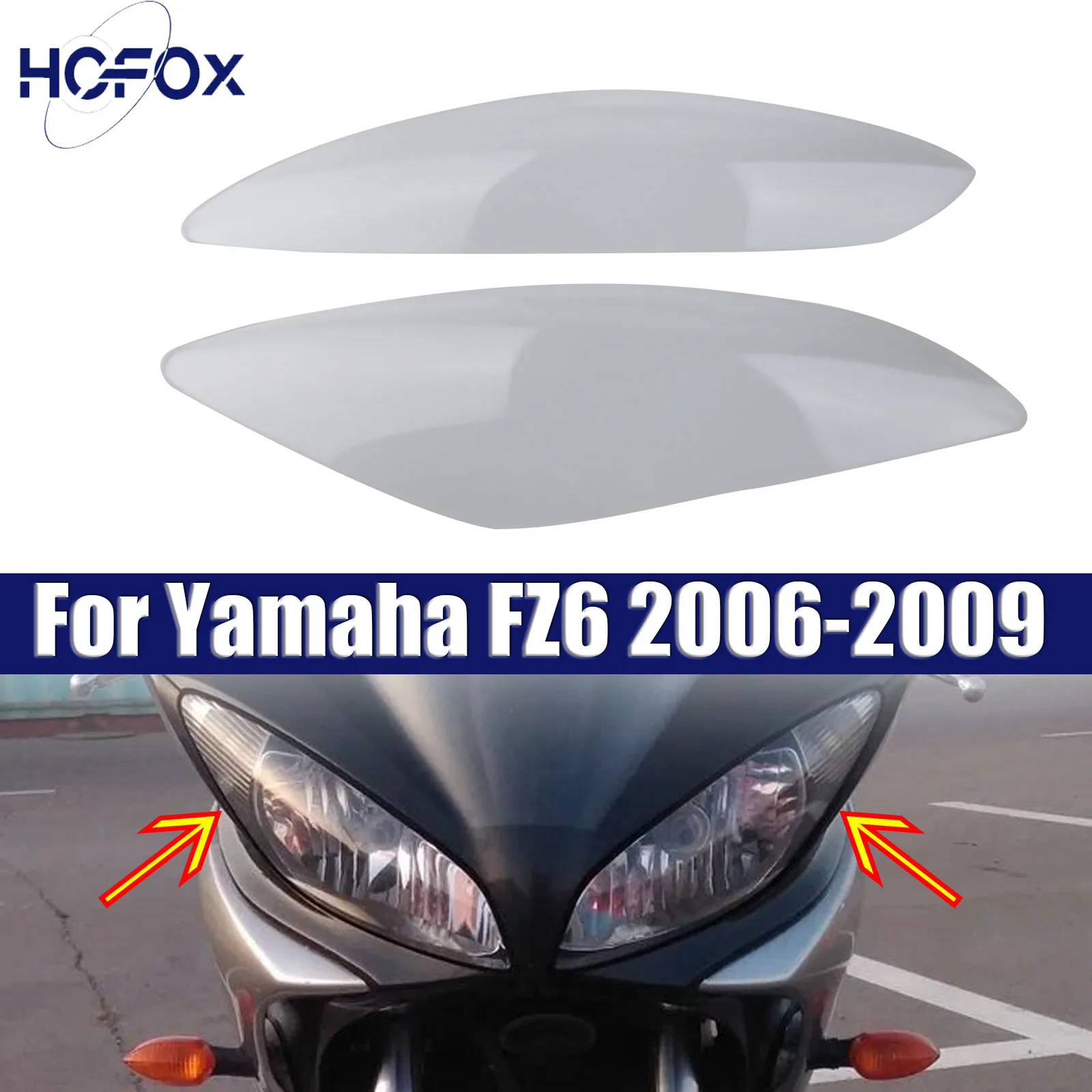 

Motorcycle White Headlight Cover Lens Shield Protector For Yamaha FZ6 2006-2009 2007 2008