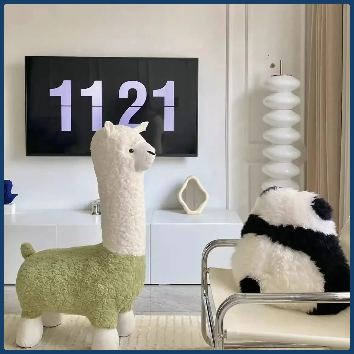 

Oversized Alpaca Stool - Internet Famous Creative Plush Animal Seat, Living Room Floor Decor & Housewarming Gift, furniture