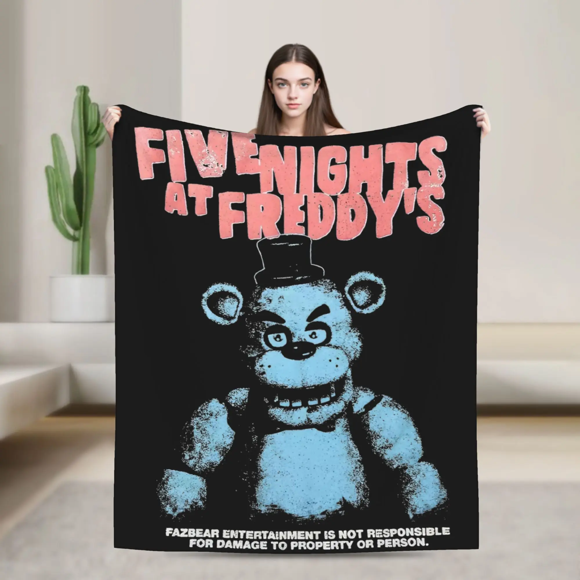 Five Nights Blanket Flannel Decoration Horror Halloween Portable Lightweight Thin Throw Blanket for Bed Outdoor Rug Piece