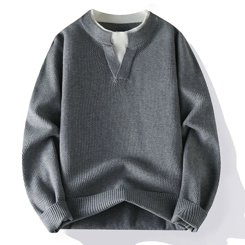 

Men's Thiened Knitted round Ne Sweater Winter Faionable Korean Sle Inner Wear Base irt Youth Casual Polyester Fiber