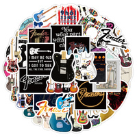 50PCS Cartoon Rock Instrument Personalized Graffiti Creative Sticker Toy Skateboard  Mobile Phone Guitar Refrigerator Decoration