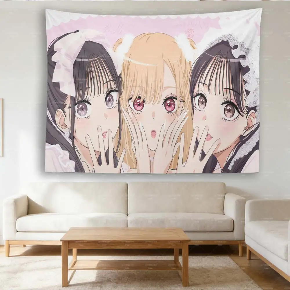 Anime Cute My D-Dress-Up Wandteppich, Hippie-Blumenkunst-Wandbehang für die Dekoration von Schlafsälen und Schlafzimmern
