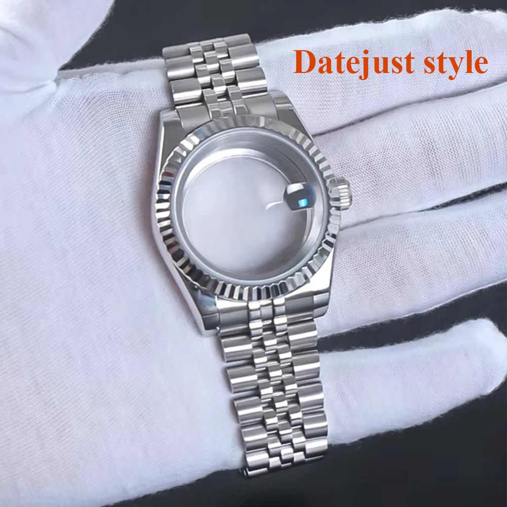 

36/39mm NH35 Watch Case Sapphire Crystal Glass Stainless Steel Transparent Case Fit NH35/NH36 Movement Datejust 20mm Watch Strap