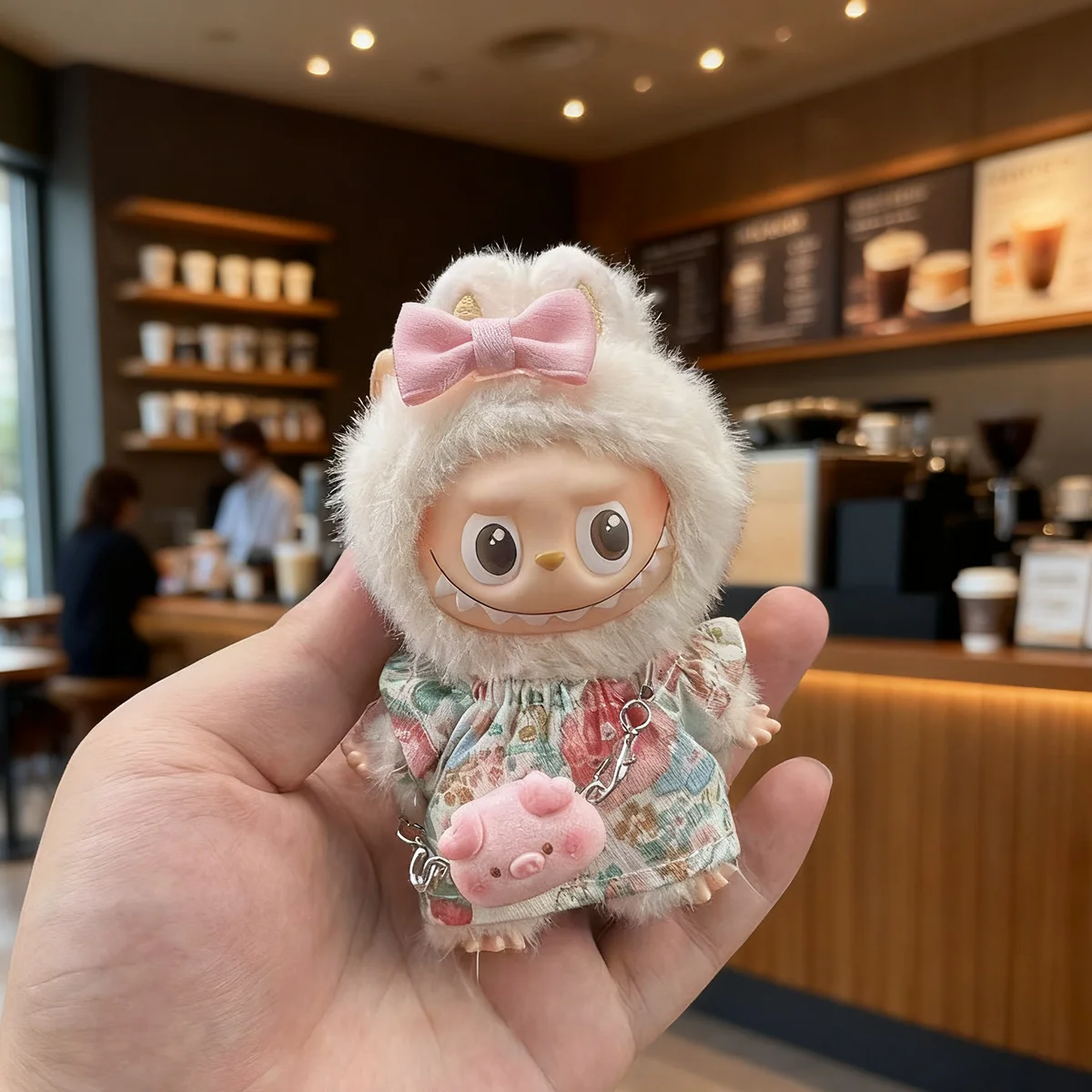 [No Doll] Mini Plush Doll's Clothes for Mini Labubu 4.0 For Love Series Floral Skirt Set Doll Outfit Accessories Gifts