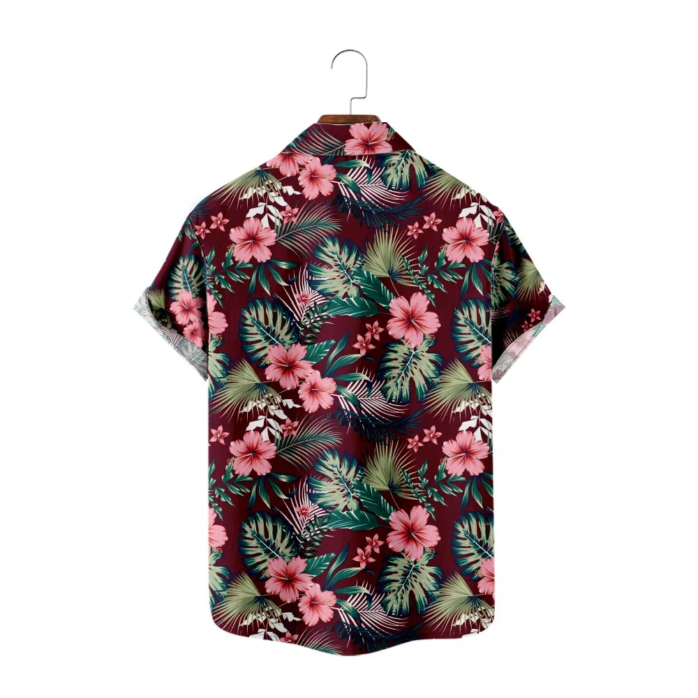 Beach Shirt Hawaiian Men's Printed Short Sleeved Trendy Summer Casual Men's Loose Fitting Shirt Breathable Top